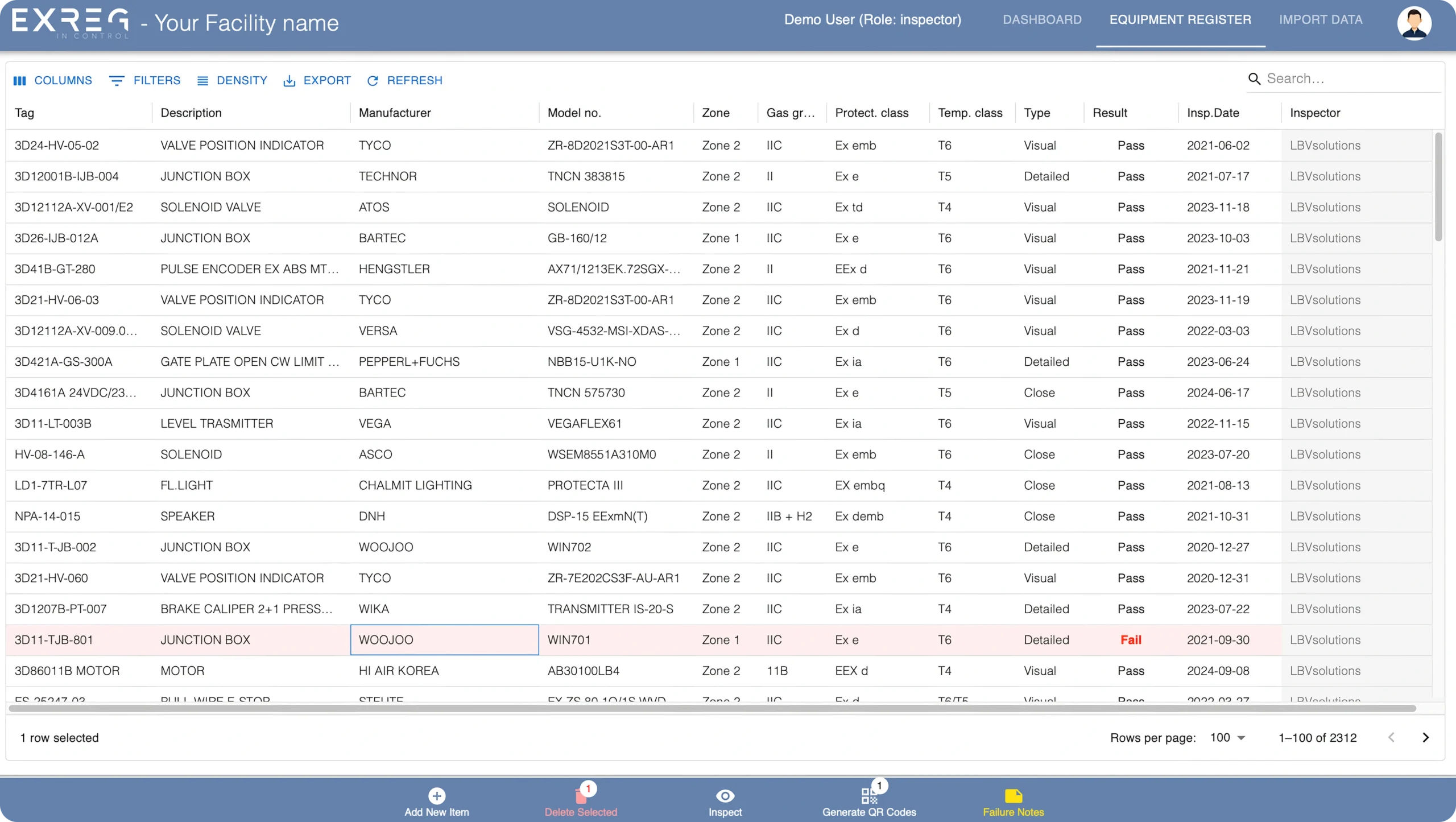ex inspection software